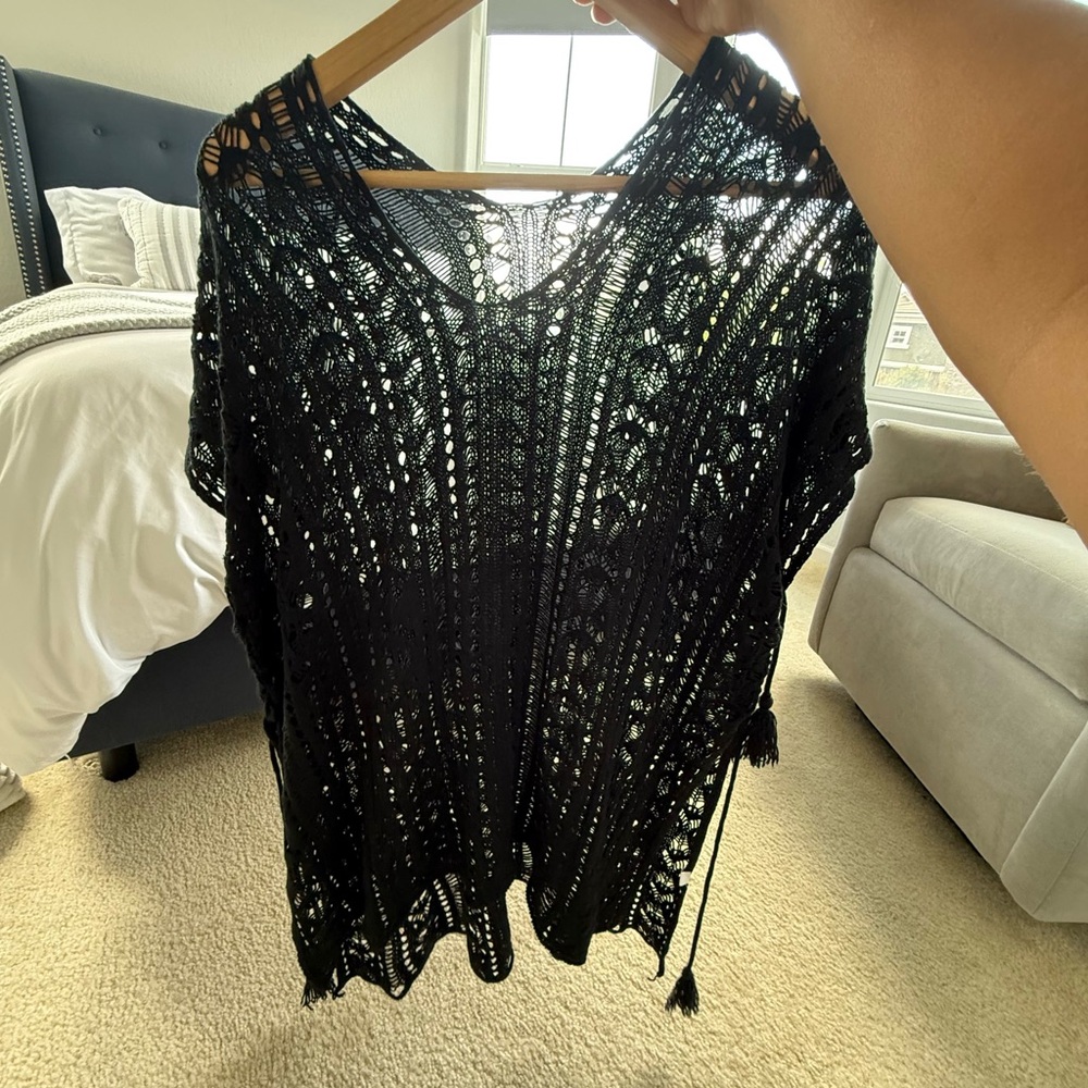 Amazon Black Knit Swim Cover-Up